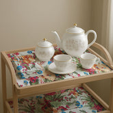 Printed Tea Trolley cover 9 Pcs Set - Jasmin Flowral