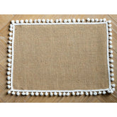 Jute Tolley Mat Set With Cute Pom poms - Brown