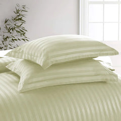 Luxury100% Egyptian Cotton Satin Stripe Duvet Cover Sets Off White - 99 Bedding Store