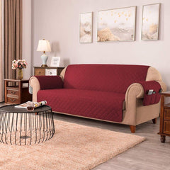 Quilted Sofa covers Non-slip With Pockets - Maroon - 99 Bedding Store