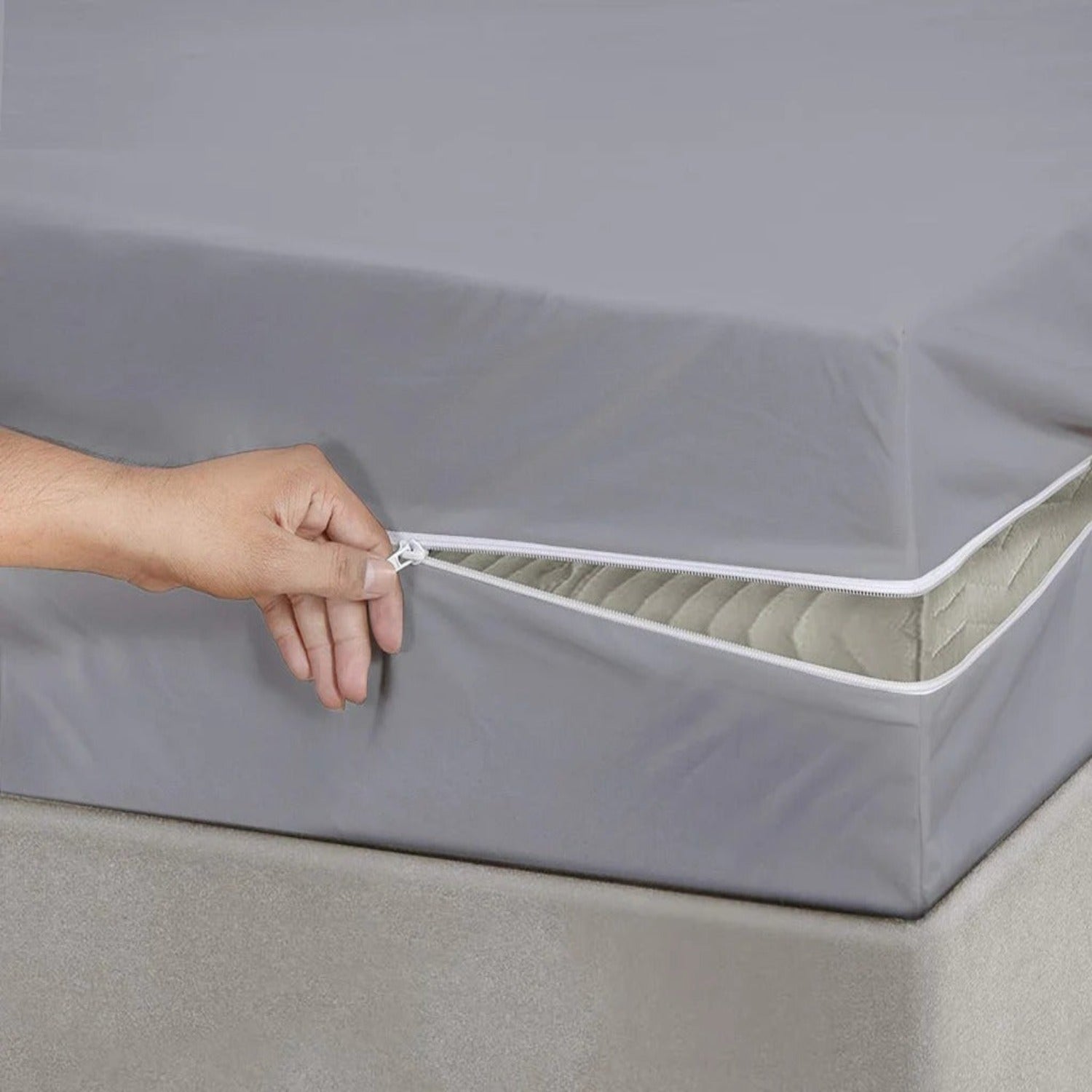 100% Cotton Zipper Mattress Cover - Grey - 99 Bedding Store