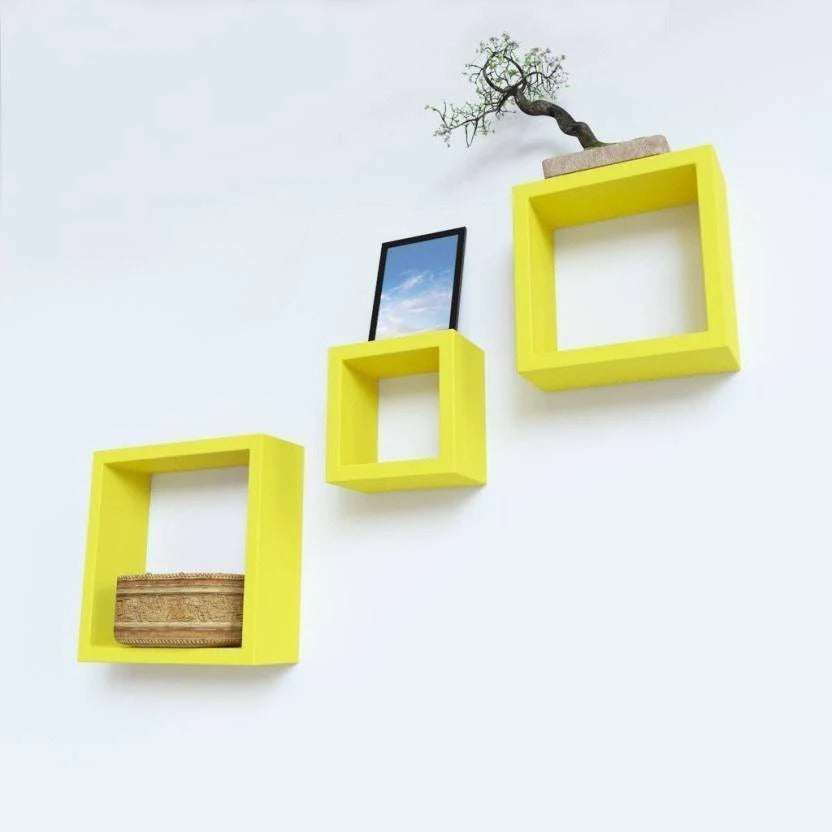 Wooden Shelves Yellow 3 pcs set - 99 Bedding Store