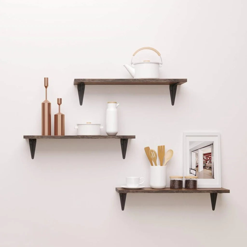 Wooden Shelf floating shelves 3 Tier Brown - 99 Bedding Store