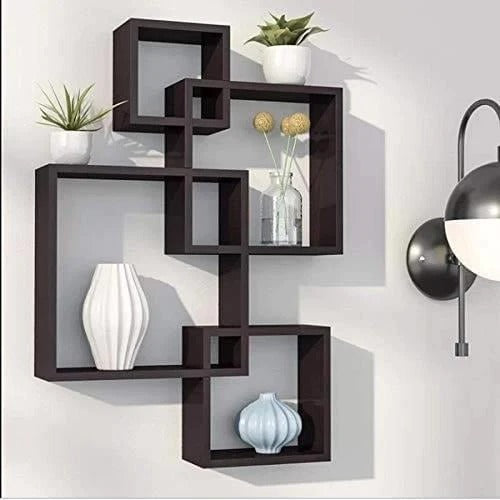 Wooden Shelf floating shelves 4 Tier Black - 99 Bedding Store