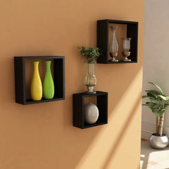 Wooden Shelves Black 3 pcs set - 99 Bedding Store