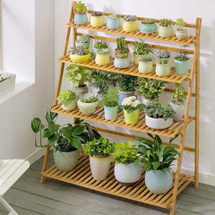 Bamboo Wood Ladder Plant - 4 Layered - 99 Bedding Store