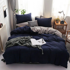 Plain Dyed Reversible Cotton Duvet Cover 8 pcs Set - 002