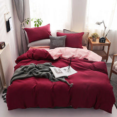 Plain Dyed Reversible Cotton Duvet Cover 8 pcs Set - 002