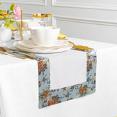 Cotton Dinning Set with Print Bordered- Rose Garden Beige