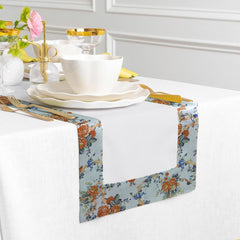 Cotton Dinning Set with Print Bordered- Rose Garden Beige