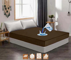 Terry Cotton Waterproof Mattress Protector - Dark Brown