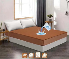Terry Cotton Waterproof Mattress Protector - Brown