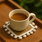 Jute Coasters Set Brown With Cute PomPom