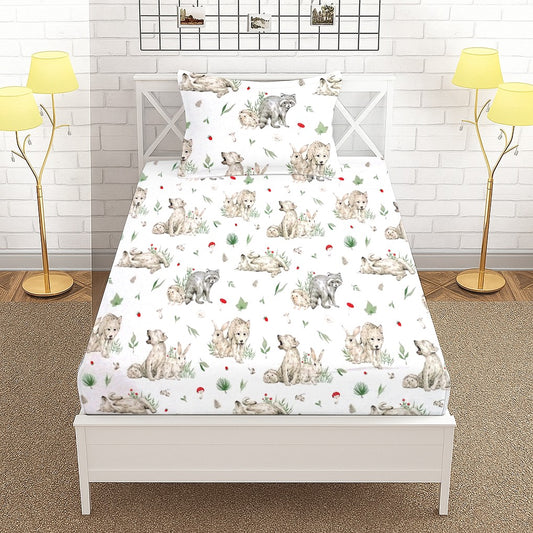 Bear and nature Printed Kids Fitted Sheet set
