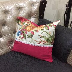 Bella Rese Red- Cushion Cover Set With lace