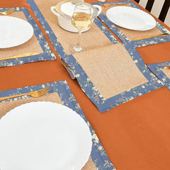 Jute Dinning Set With Border- Night Garden Blue