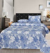 Printed Double Bed sheet Set Rose Garden Blue