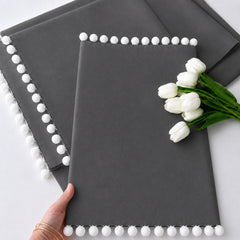 Luxury Cotton Dinning Set With Cute Pom pom - Charcoal