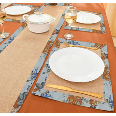 Jute Dinning Set With Border- Rose Garden Beige
