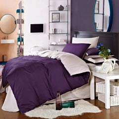 Plain Dyed Reversible Cotton Duvet Cover 8 pcs Set - 002