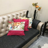 Bella Rese Red- Cushion Cover Set With lace