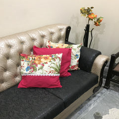 Bella Rese Red- Cushion Cover Set With lace