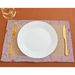 Jute Dinning Set With Border- Rose Garden Pink