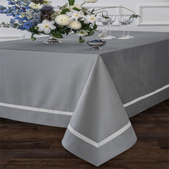 Decorative Cotton Tablecloth - Navy With White Ribon Work