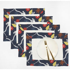 Cotton Dinning Set with Print Bordered- Blue Bells