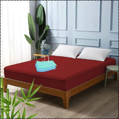 Terry Cotton Waterproof Mattress Protector - Maroon