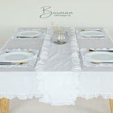 Luxury Cotton Dinning Set With Frilld - White