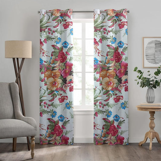 2 PCS PRINTED BLACKOUT CURTAIN ROSE RED