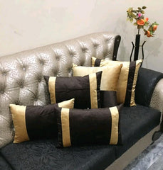 pack of 5 Cabana Strip Cushion Cover Gold and Brown