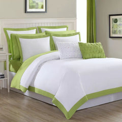 Luxury Plain Dyed Cotton Duvet Cover Set with border