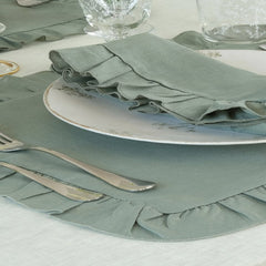 Luxury Cotton Dinning Set With Frilld - White