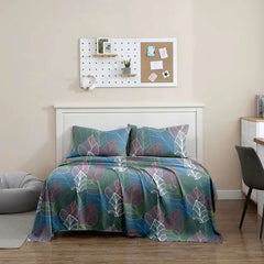 Cotton Printed Double Bed sheet Abis green