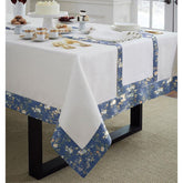 Cotton Dinning Set with Print Bordered- Night Garden Blue