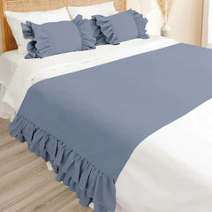 Plain Dyed Ruffle Bed Runners