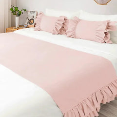 Plain Dyed Ruffle Bed Runners