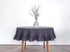 Cotton Decorative Round Tablecloth - With Frilled Bordered