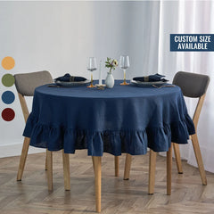 Cotton Decorative Round Tablecloth - With Frilled Bordered