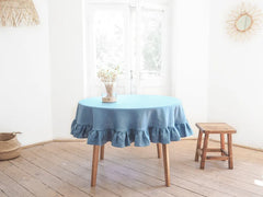 Cotton Decorative Round Tablecloth - With Frilled Bordered
