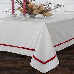 Decorative Cotton Tablecloth - Navy With White Ribon Work