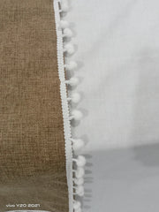 Jute Table Runner brown with pom pom