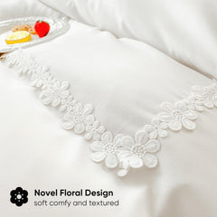 400 TC Cotton Satin Frilled Duvet Set With Lace -