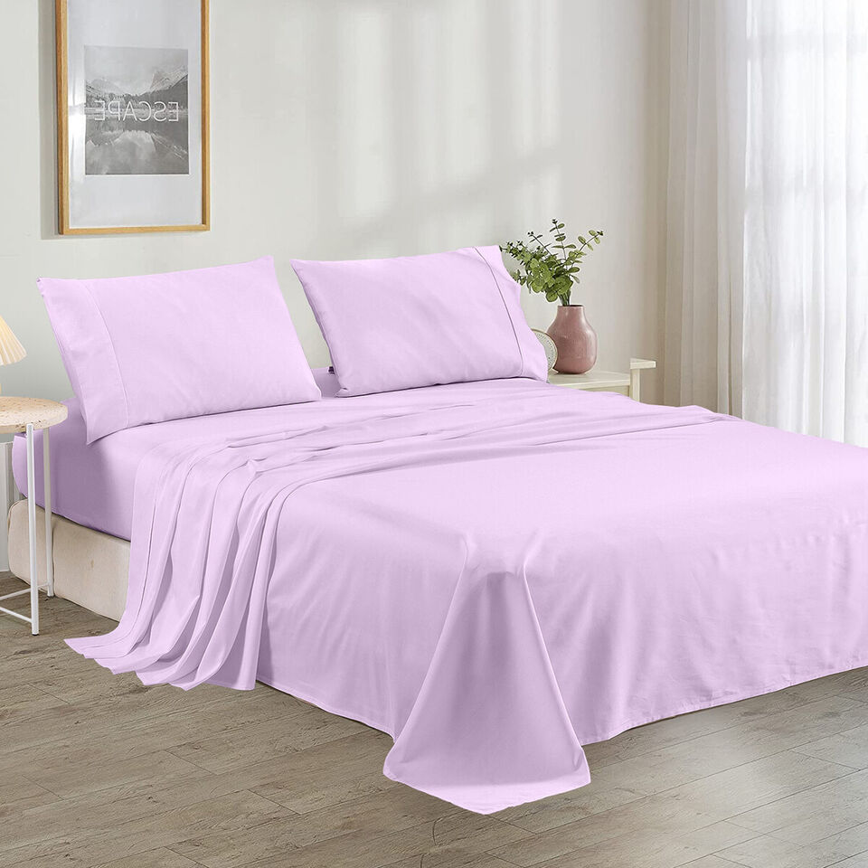 Plain Cotton Bed sheet Set - Lilac - 99 Bedding Store