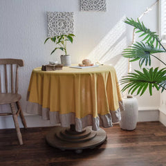 Cotton Decorative Round Tablecloth - With Frilled Bordered