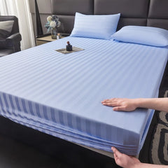 Luxury Satin Stripe Fitted sheet Set -Sky Blue