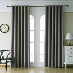 2 PC Plain Dyed Eyelet Curtains with lining-Charcoal Grey - 99 Bedding Store