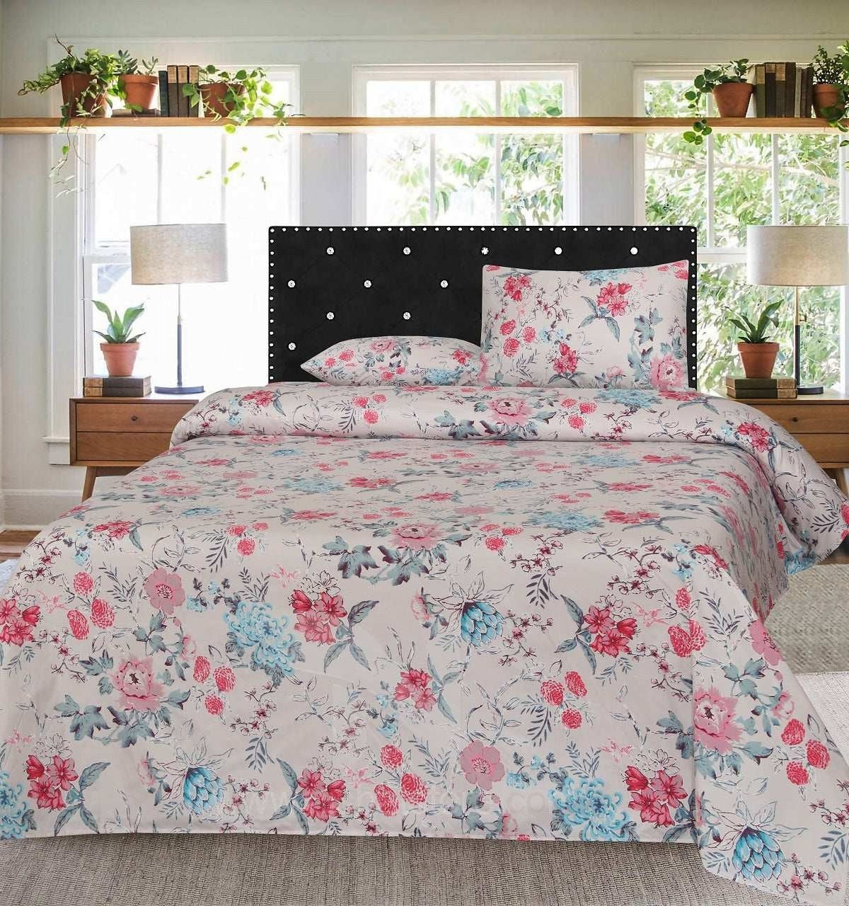 Printed Double Bed sheet Set Rose Garden